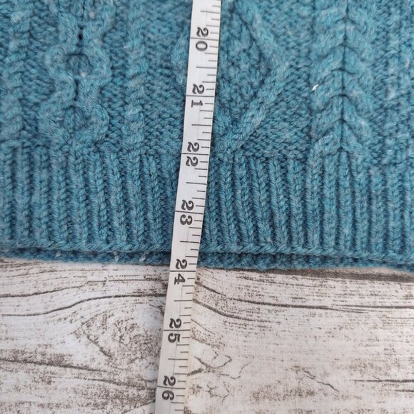 Women’s Blue Cable Knit Wool Sweater Textured Chunky Pullover – Size 20" - Picture 5 of 6